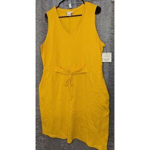 Liz Claiborne Women's Dress XXL NWT Golden‎ Yellow Mid Length Sleeveless